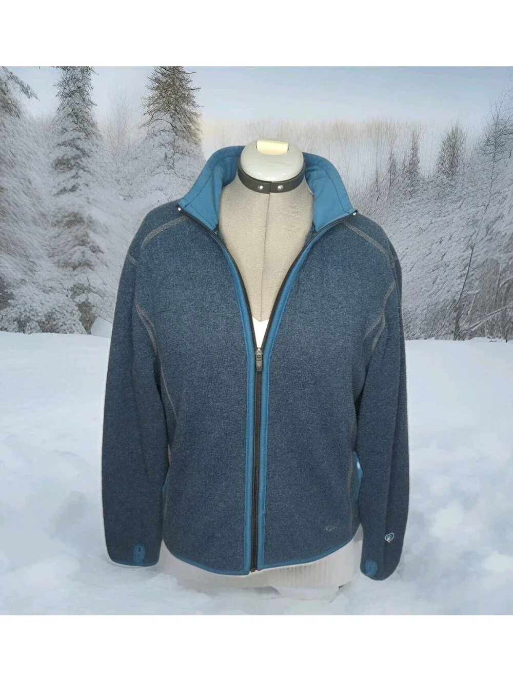 Kuhl Alfpaca Fleece Sweater Jacket Teal Blue Womens XL X-Large Hiking Camp Ski